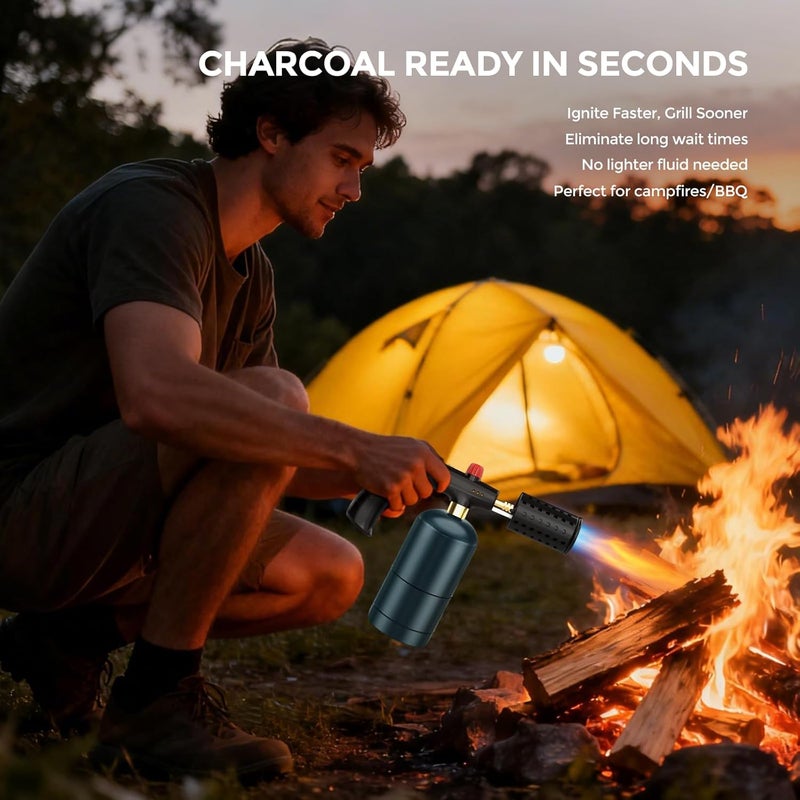 SILADKN Propane Torch Gun with Adjustable Flame, Handheld Torch Head for BBQ, Grill, Sous Vide, Campfire & Charcoal Lighting, Safety Lock & Wide Nozzle Design (Tank Not Included, Black） - Image 4
